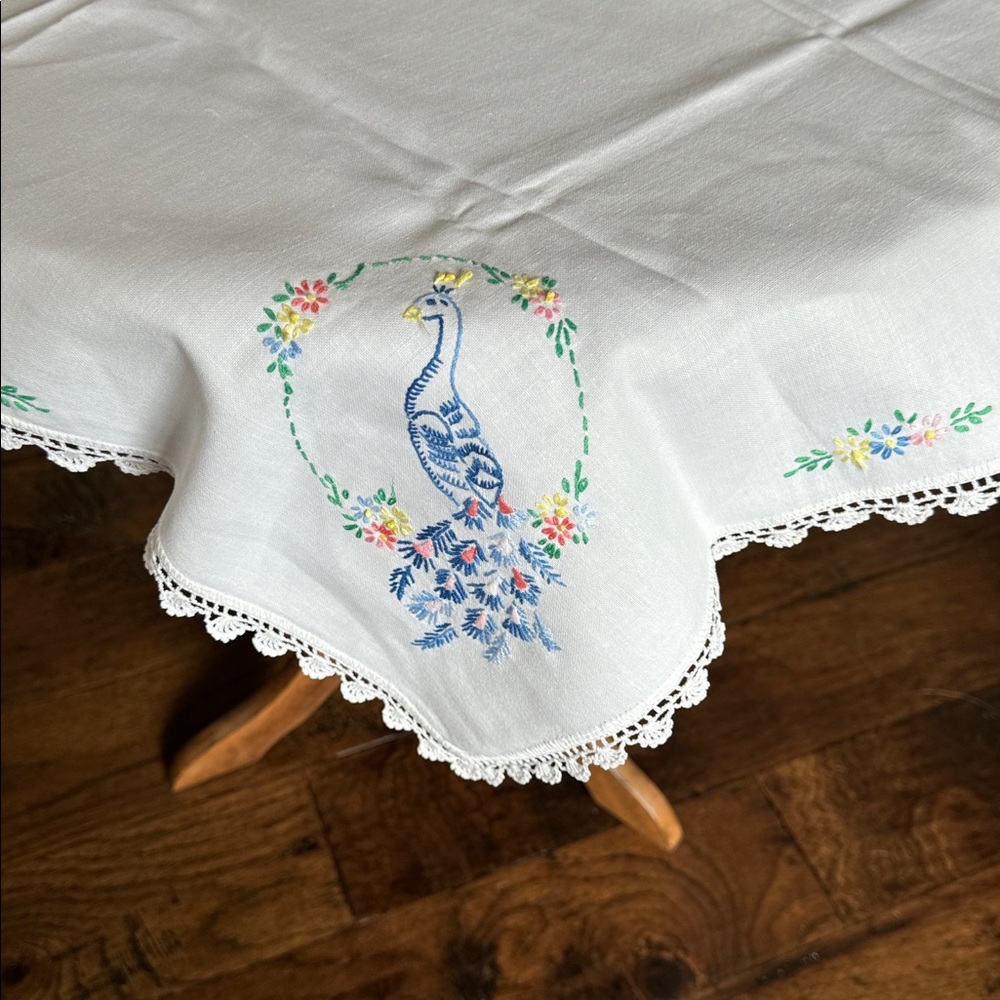 Vintage Cotton Embroidery Tablecloth